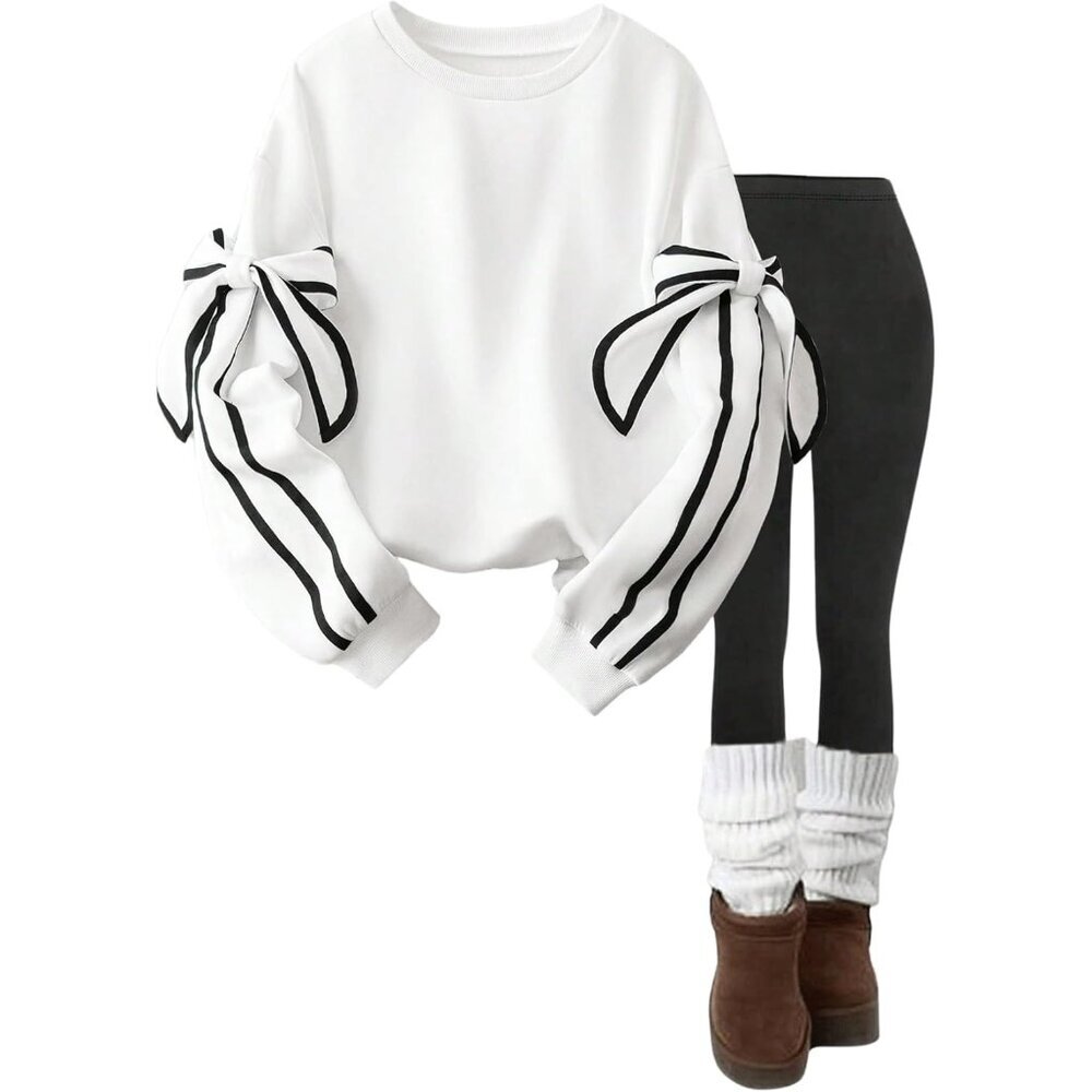 Women's Oversized Sweatshirt Polyester Bow Crew Neck Long Sleeve Casual